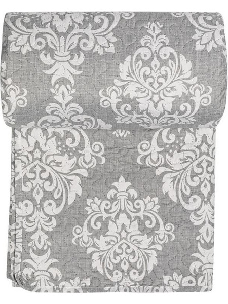 Κουβερλί Υπέρδιπλο Διπλής Όψης Γκρι Damask 220x240cm