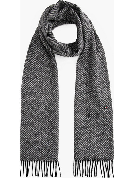 Tommy Hilfiger Herringbone Ανδρικά Κασκόλ Γκρι