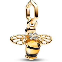 Charm Ασήμι 925 Επιχρυσωμένο - Μελισσούλα με Ζιργκόν (C1278)