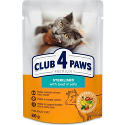 Club 4 Paws Premium Adult Sterilised with Beef in Jelly 80gr