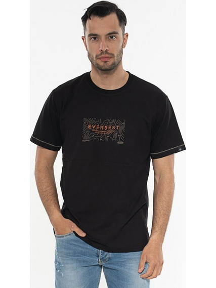 EVERBEST T-Shirt Λαιμόκοψη Με Στάμπα 242806 ΜΑΥΡΟ ΜΑΥΡΟ