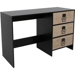 Γραφείο Blackly Slot 3 συρτάρια 120x48x76.5εκ. Μαύρο Oak Sonoma Decape
