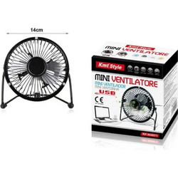 Mini Επιτραπέζιος Ανεμιστήρας 14cm Σε Μαύρο Χρώμα ΚΜΤ Tools 8435340695739