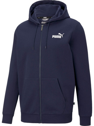 Puma Essentials Logo Ανδρική Ζακέτα Φούτερ με Κουκούλα και Φερμουάρ Μπλε 586702-06