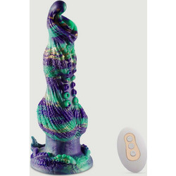 Δονούμενο Dildo Σιλικόνης Με Διογκωμένο Κεφάλι Monster Silicone Vibrating Dildo With Protruded Tip - Πράσινο