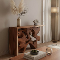 Κονσόλα Jako Inart teak ξύλο σε φυσική απόχρωση 120x40x80εκ