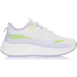 Sneakers λευκά με λιλά και neon λεπτομέρειες