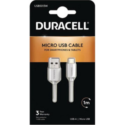 Καλώδιο Σύνδεσης USB 2.0 Duracell USB A σε Micro USB 10W 1m Λευκό