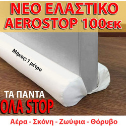 Νέο Έξυπνο Διπλό ΑΕΡΟΣΤΟΠ Πόρτας με μήκος 100εκ & Ελαστικό Ύφασμα - Άσπρο
