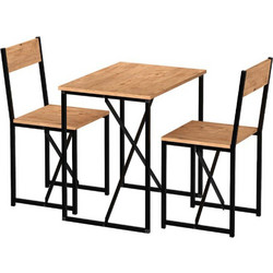 Τραπεζαρία Maysa (Σετ 3Τμχ) 0276837 72,5x52,5x71,8cm Oak 2 Θέσεων Μελαμίνη,Μέταλλο