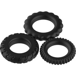 IntoYou Beast Rings Ribbon Silicone Cock Ring 3.6cm Σετ Ελαστικά Δαχτυλίδια Πέους Σιλικόνης Μαύρα 3τμχ