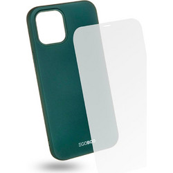 EGOBOO TPU Rubber Back Cover & Tempered Glass Case Ruby Green (iPhone 12 / 12 Pro)