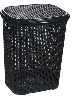 Καλάθι Απλύτων Πλαστικό 45x35x55cm Ανθρακί Rattan TnS 32-800-1962