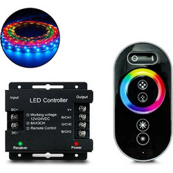 Ασύρματο Rgb Controller Χειριστήριο Αφής Rf Led Ταινίες Dc 12v 24v 24a Zy-2430 Μαύρο