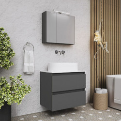 Έπιπλο μπάνιου βάση λάκα και πάγκο solid surface Square 70 Faturini Χωρίς νιπτήρα