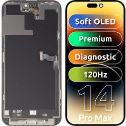 Μονάδα οθόνης LCD MP για Apple iPhone 14 Pro Max, Premium Soft OLED FHD 120Hz Διαγνωστική έκδοση, Aftermarket, Μαύρο