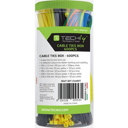 Techly ISWT-SET-CL600T Σετ Έγχρωμων Δεματικών - 600τεμ, 5 Μεγέθη, 6 Χρώματα & Nylon 66