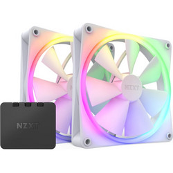 NZXT F140 Case Fan 140mm RGB με Σύνδεση 4-Pin PWM 2τμχ White