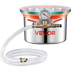 Θάλαμος κενού VEVOR 5,7 L, από ανοξείδωτο ατσάλι, θάλαμος απαέρωσης κενού με καπάκι από σκληρυμένο γυαλί, σωλήνας, φίλτρο αέρα, ιδανικός για χύτευση ρητίνης, σταθεροποίηση ξύλου, απαέρωση σιλικόνης, ε