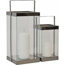 Σετ 2 τεμαχίων φανάρια inox μαύρο 18x18x35 cm Ankor 838066