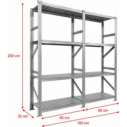 Metalsistem Dexion Γαλβανιζέ Ραφιέρα 180x32x200cm Αντοχή 195kg / Ράφι με 8 Ράφια Max Αντοχή 1560kg
