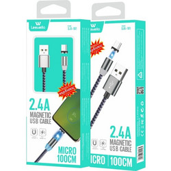 Leewello HJX-181 Magnetic Data Cable 2,4A Μαύρο 1m Micro