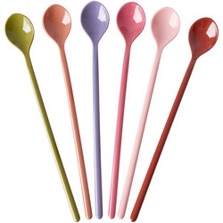 Rice - Melamine Latte Spoons - Assorted Solid Colors - Set of 6