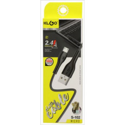 KLGO S102 2.4A Cable Micro-Usb to Usb 1m σε Μαύρο Μαύρο Regular
