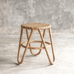 RAVENNA Σκαμπό Από Φυσικό Rattan Riku Natural