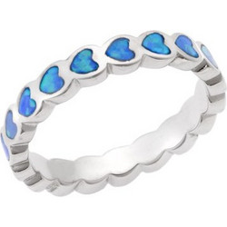Δαχτυλίδι Senza από ασήμι 925, βέρα με καρδιά και Opal