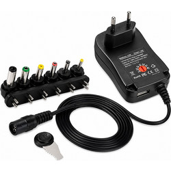 Τροφοδοτικό 3V-12V 2A Universal με Σετ Βύσματα 8τμχ Ρυθμιζόμενο PA001 Μαύρο