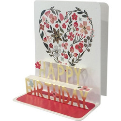 ΕΥΧΕΤΗΡΙΑ ΚΑΡΤΑ 3D PICTURA ΚΑΡΔΙΑ HAPPY BIRTHDAY PI18013