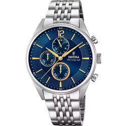 Festina Ανδρικό Ρολόι Χρονογράφος με Ασημί Μεταλλικό Μπρασελέ F20285/3