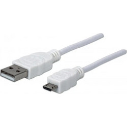 Manhattan Regular USB 2.0 to micro USB Cable Λευκό 1m (216236)