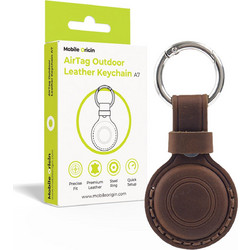 Mobile Origin AirTag Outdoor Leather Keychain A7 - Midnight Brown (MO-AOLK-MBRW)