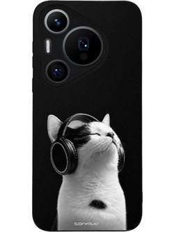 Sonique Men's Edition Back Cover με Σχέδιο «Pro Audio Kitten - White» (Huawei Pura 70)