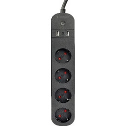 Gembird Smart Πολύπριζο 4 Θέσεων με 2 USB-A, 1 USB-C και Καλώδιο 1.5m TSL-PS-S4U-01