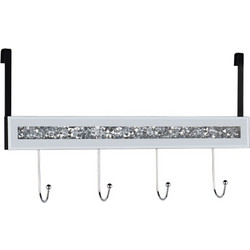 Κρεμάστρα Πόρτας Zoe 1420400 40x9x12,5cm Glitter Effect Silver Mirrors & More Πλαστικό, Γυαλί