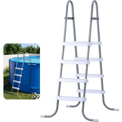VEVOR Σκάλα Πισίνας Υπερυψωμένης 4 Σκαλιών A-Frame από Ατσάλι για Ύψος Τοίχου 122 cm, Αντιολισθητικά Φαρδιά Σκαλοπάτια, Αντοχή 136 kg, Γκρι/Λευκό DSYCTTGKAXHS1C0T1001V0