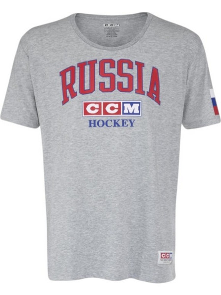 Ανδρική Μπλούζα CCM Flag Tee Team Russia 4057869 Grey