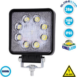 GloboStar(R) 85402 PRO Series Προβολέας Εργασίας - Working Light για Αυτοκίνητα & Φορτηγά LED CREE XBD 24W 2400lm DC 10-30V Αδιάβροχο IP65 Ψυχρό Λευκό 6000K