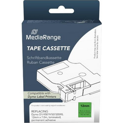 Ετικέτες Γενικής Χρήσης Mediarange (Dymo(R) D1/45019/S0720590) 12mm, 7m, Laminated and Permanent Adhesive, Black on Green (MRDY45019)