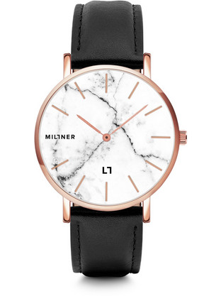 Millner Camden Marble White Γυναικείο Ρολόι με Μαύρο Δερμάτινο Λουράκι 8425402504512