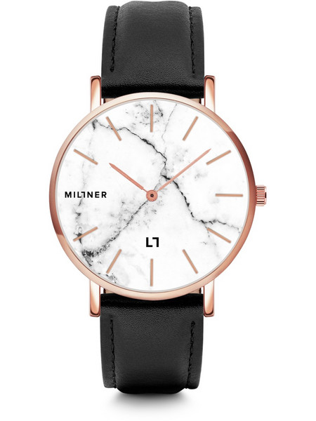 Millner Camden Marble White Γυναικείο Ρολόι με Μαύρο Δερμάτινο Λουράκι 8425402504512