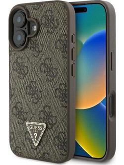 Guess Back Cover Δερμάτινο για iPhone 16 Plus - Καφέ