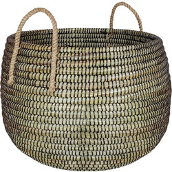 KENYA L ΚΑΛΑΘΙ ΑΠΟΘΗΚΕΥΣΗΣ 43x43x36cm KANSGRASS ΦΥΣΙΚΟ ΜΑΥΡΟ PVC