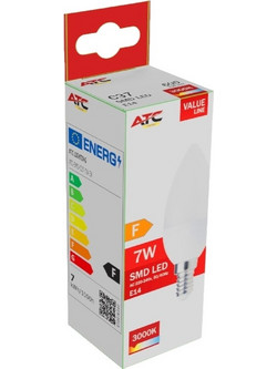 ATC SMD LED Κερί C37 230V 7W/600LM E14 3000K
