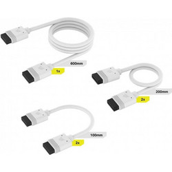 Κιτ Καλωδίων Corsair iCUE Link Connector Cable (CL-9011126-WW) - 1x600mm, 2x200mm, 2x100mm - White CL-9011126-WW