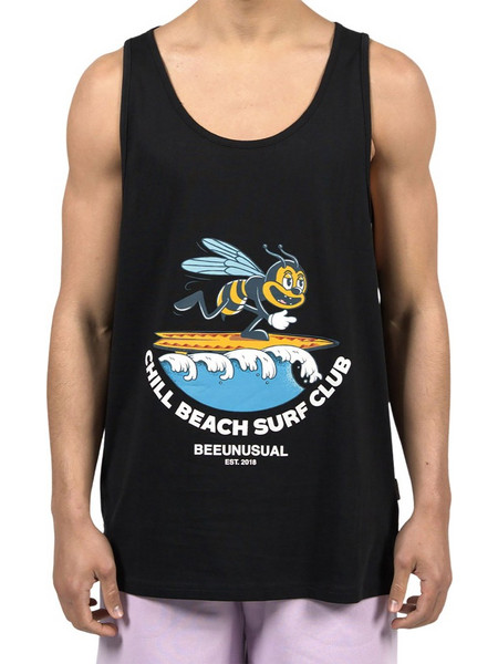 BEE UNUSUAL CHILL BEACH SURF CLUB TANK TOP BLACK