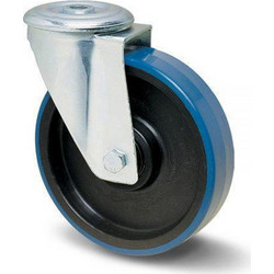 Ρόδα πλαστική (Pu+Nylon) 80mm με περιστρεφόμενη βάση τρύπα (ρουλεμάν βελονοειδή) 120Kg αντοχή